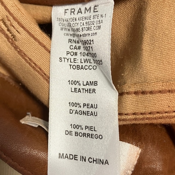 Frame Le Crop Mini Boot Brown Leather Pants - Picture 7 of 7